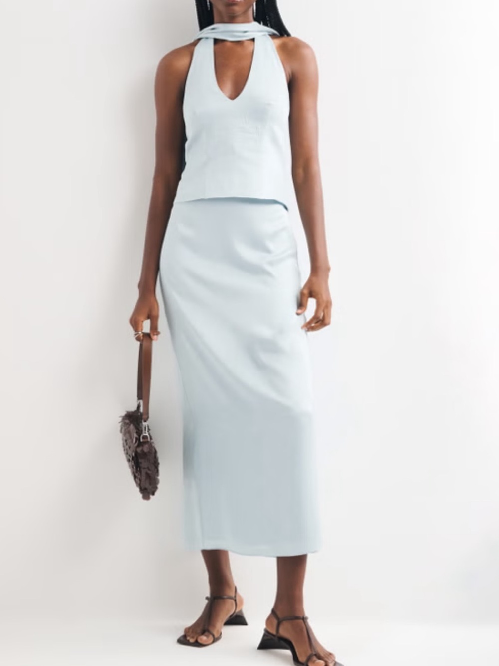 Light blue midi skirt set